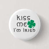 Kus me Ik ben Irish Green Lucky Clover Button (Voorkant)