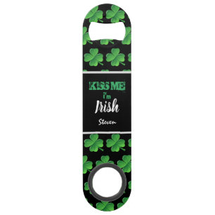 Kus Me Ik ben Irish Green Shamrocks Personalized Speed Flessenopener