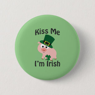 Kus me Ik ben Irish Pig Ronde Button 5,7 Cm