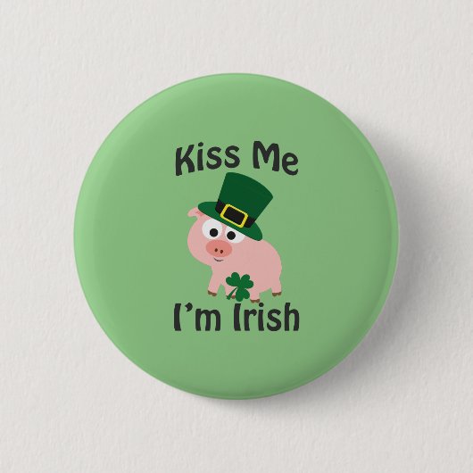 Kus me Ik ben Irish Pig Ronde Button 5,7 Cm (Voorkant)