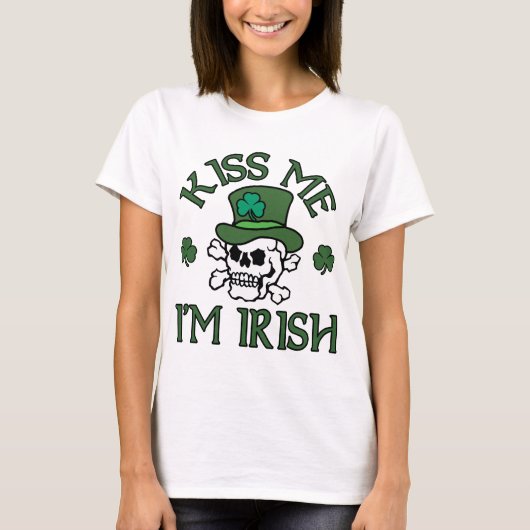 Kus me Ik ben Irish Skull T-shirt (Voorkant)