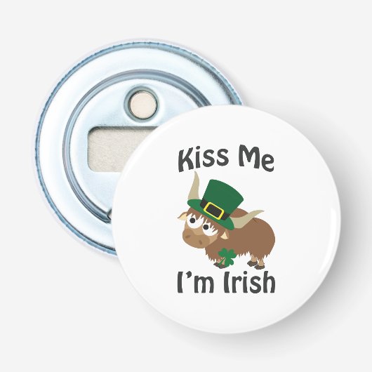 Kus me Ik ben Irish Yak Button Flesopener (Voorkant)