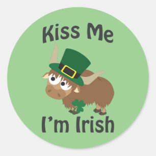 Kus me Ik ben Irish Yak Ronde Sticker
