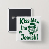 Kus me, ik ben joods vierkante button 5,1 cm (Voorkant /achterkant)