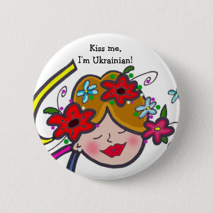 Kus me, ik ben Oekraïens! Ronde Button 5,7 Cm