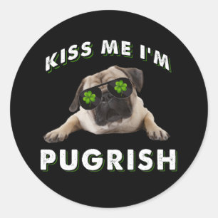 Kus me, ik ben Pugrish Ronde Sticker