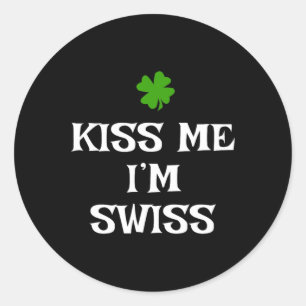 Kus Me Ik Ben Zwitsers St. Patrick's Day Iers Grap Ronde Sticker