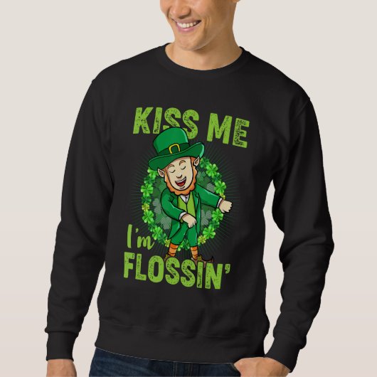Kus me ik flossen grappige kabouter groene shamro trui (Voorkant)