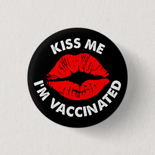 kus me Im gevaccineerde rode lippen vaccinatie Ronde Button 3,2 Cm