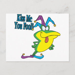 kus me je sukkel jester kikker cartoon briefkaart