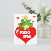 kus me kikker prins op hart cartoon briefkaart (Staand voorkant)