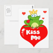 kus me kikker prins op hart cartoon briefkaart (Voorkant / Achterkant)
