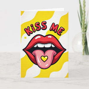 Kus Me Lippen Kunst Pop Stijl Kaart