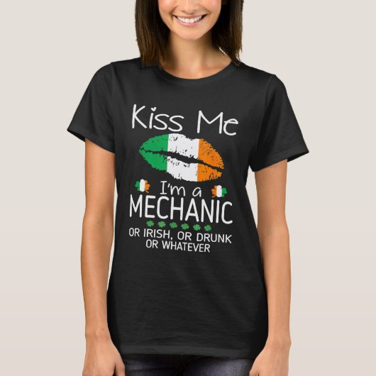 Kus Me monteur Ierse dronkaard St Patrick T-shirt (Voorkant)