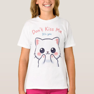 Kus me niet Kawaii Kattenillustratie Schattige g T-shirt