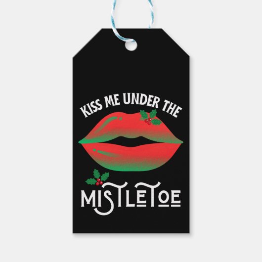 Kus me onder de maretak grappige lelijke kerst cadeaulabel (Voorkant)