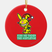 Kus me onder de mistletoe keramisch ornament (Voorkant)
