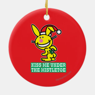 Kus me onder de mistletoe keramisch ornament