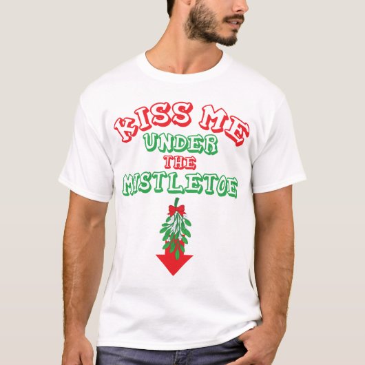Kus me onder de mistletoe t-shirt (Voorkant)