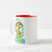 Kus me onder de mistletoe tweekleurige koffiemok (Voorkant links)