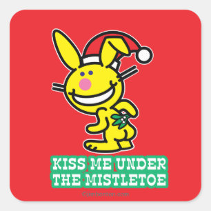 Kus me onder de mistletoe vierkante sticker