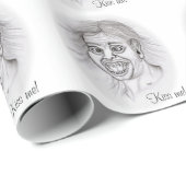 Kus me! Potlood dat zwart-wit Ontwerp trekt Cadeaupapier (Rol Hoek)