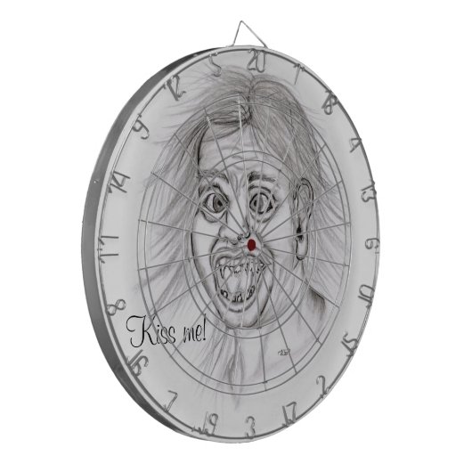 Kus me! Potlood dat zwart-wit Ontwerp trekt Dartbord (Voorkant Links)