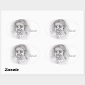 Kus me! Potlood dat zwart-wit Ontwerp trekt Ovale Sticker (Vel)