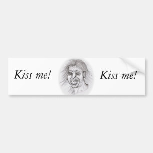 Kus me! - Potloodtekening Bumpersticker