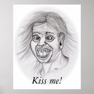Kus me! - potloodtekening poster