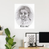 Kus me! - potloodtekening poster (Thuiskantoor)