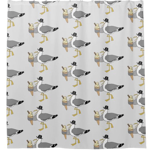 Kus me Quick Seaside Seagull Light Grey Douchegordijn (Voorkant)