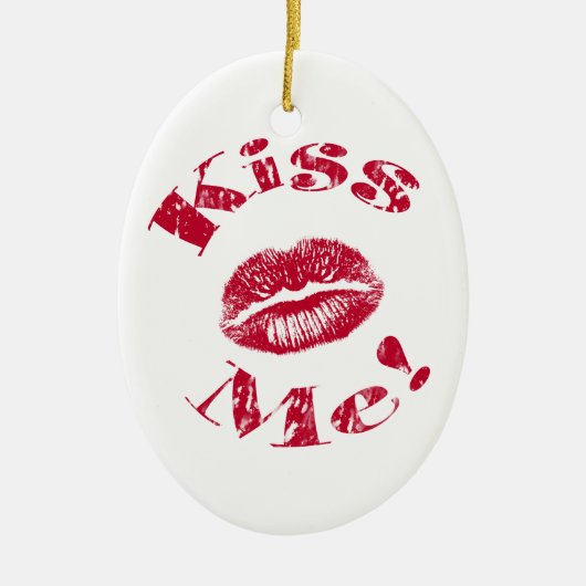 Kus Me! Rode Lippen Keramisch Ornament (Voorkant)
