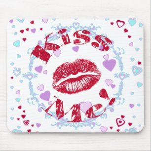Kus Me! Rode Lippen Met Harten Muismat