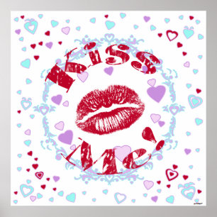 Kus Me! Rode Lippen Met Harten Poster