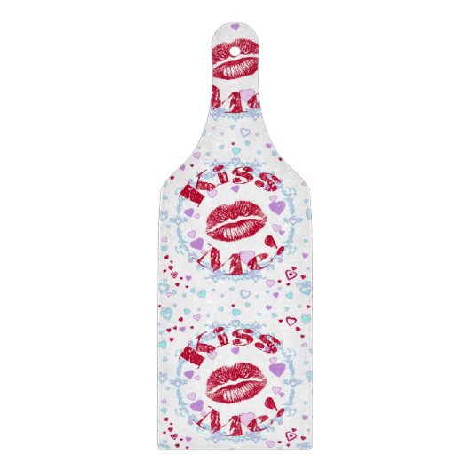 Kus Me! Rode Lippen Met Harten Snijplank (Voorkant)