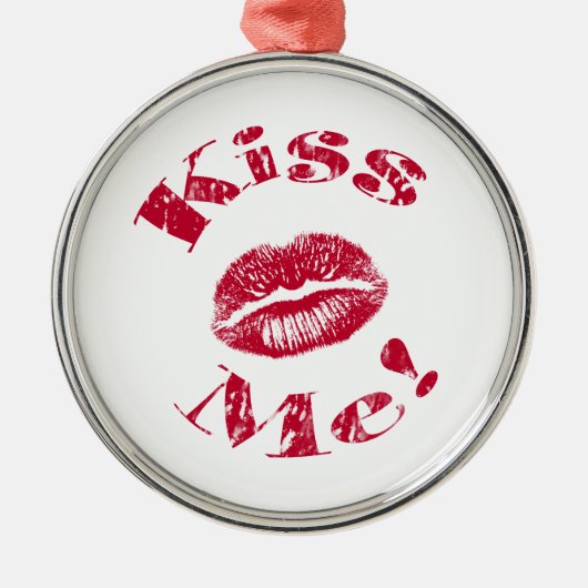 Kus me! Rode lippen Metalen Ornament (Voorkant)