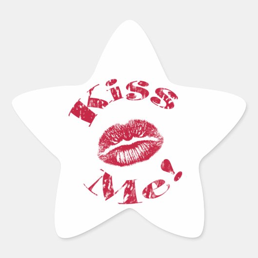 Kus me! Rode lippen Ster Sticker (Voorkant)