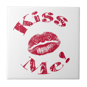 Kus me! Rode lippen Tegeltje