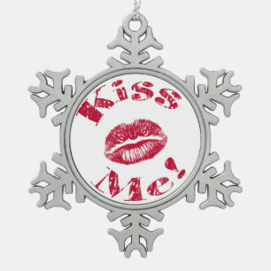 Kus Me! Rode Lippen Tin Sneeuwvlok Ornament