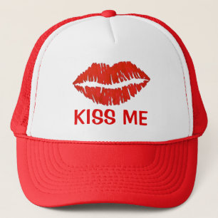Kus me rode lippenstift lippen liefde Valentijnsda Trucker Pet