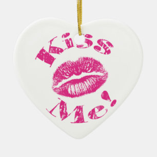 Kus me! Roze lips Keramisch Ornament