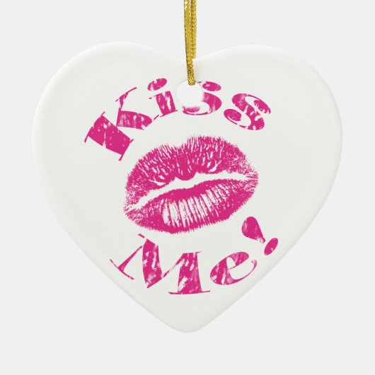Kus me! Roze lips Keramisch Ornament (Voorkant)