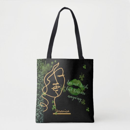 Kus me Shamrock zwart Tote Bag (Voorkant)