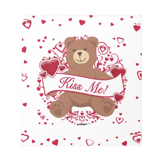 Kus me! Valentijnsdag Teddy Bear Notitieblok (Voorkant)
