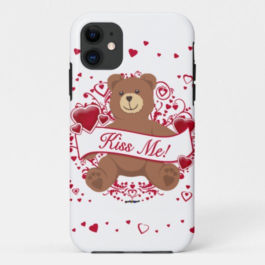 Kus Me! Valentijnsdag Teddybeer Case-Mate iPhone Case (Achterkant)