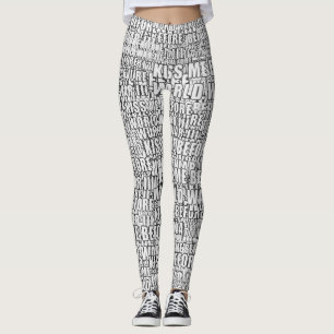 Kus me voor wereldoorlog 3 typografisch motief pat leggings