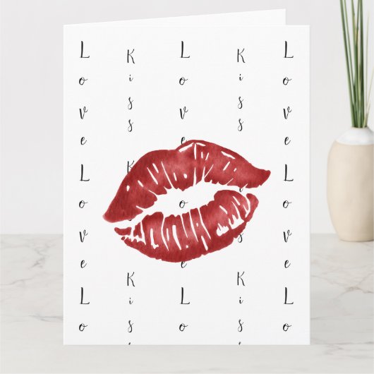 kus met rode lippenstick Ansichtkaart Kaart (Voorkant)