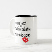 Kus mijn beledigende grappige handgeschreven tweekleurige koffiemok (Voorkant links)