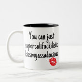 Kus mijn beledigende grappige handgeschreven tweekleurige koffiemok (Links)